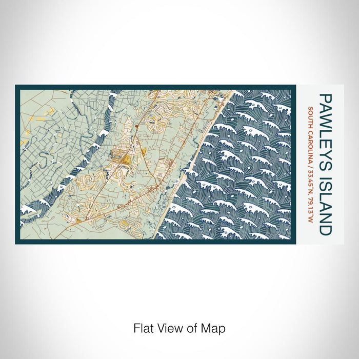 Rendered View of Pawleys Island South Carolina Map on 17oz Stainless Steel Insulated Bottle with printed woodblock style map