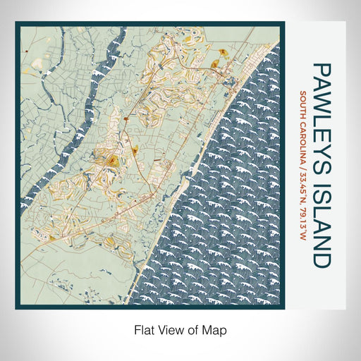 Rendered View of Pawleys Island South Carolina Map on 17oz Stainless Steel Insulated Tumbler in Woodblock Map Style