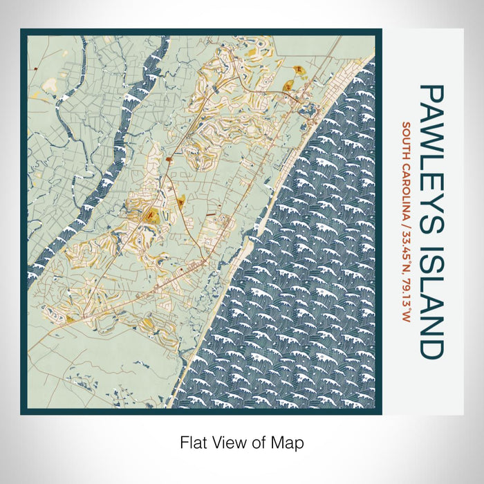 Rendered View of Pawleys Island South Carolina Map on 17oz Stainless Steel Insulated Tumbler in Woodblock Map Style