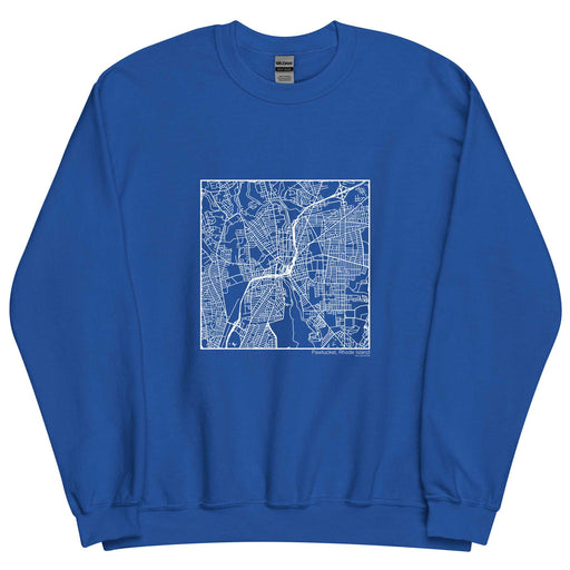 Pawtucket Rhode Island  Map Unisex Crewneck Sweater with City inscription in Royal Blue