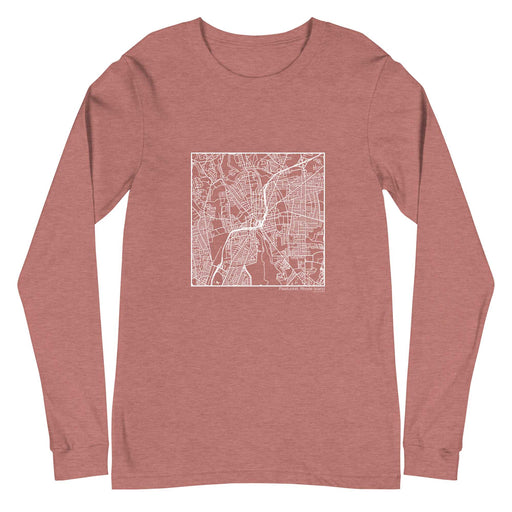 Pawtucket Rhode Island  Map Unisex Long-Sleeve T-shirt with City inscription in Heather Mauve