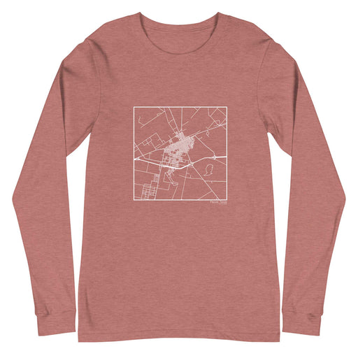 Pecos Texas  Map Unisex Long-Sleeve T-shirt with City inscription in Heather Mauve