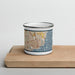 Front View Custom Pensacola Florida Map Enamel Mug in Woodblock on Cutting Board