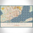 Pensacola Florida Map Print Landscape Orientation in Woodblock Style With Shaded Background