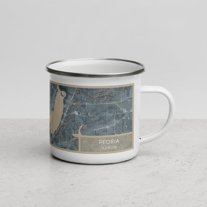 Right View Custom Peoria Illinois Map Enamel Mug in Afternoon