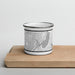 Front View Custom Peoria Illinois Map Enamel Mug in Classic on Cutting Board