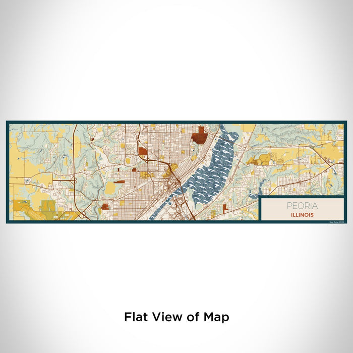 Flat View of Map Custom Peoria Illinois Map Enamel Mug in Woodblock