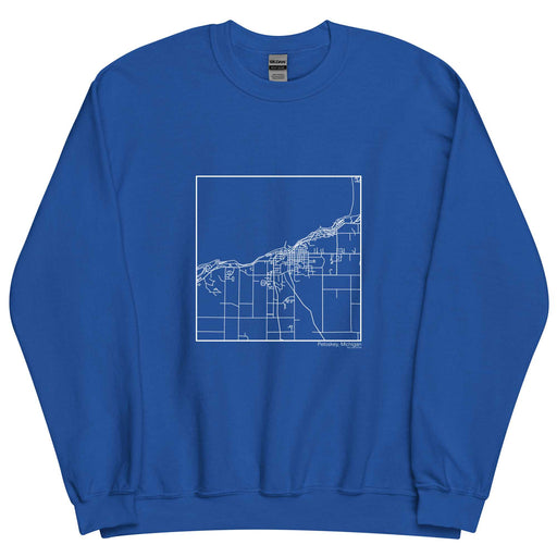 Petoskey Michigan  Map Unisex Crewneck Sweater with City inscription in Royal Blue