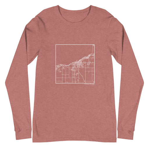 Petoskey Michigan  Map Unisex Long-Sleeve T-shirt with City inscription in Heather Mauve