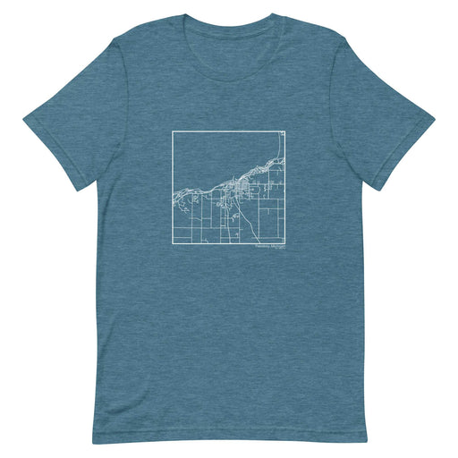 Petoskey Michigan  Map Unisex T-Shirt with City inscription in Heather Teal