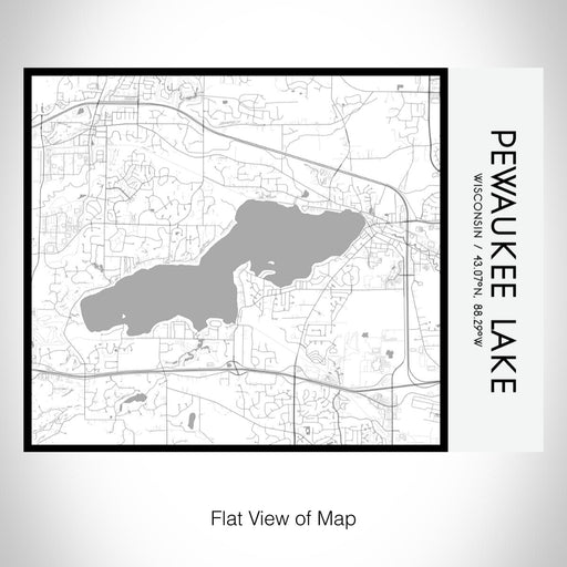 Rendered View of Pewaukee Lake Wisconsin Map on 20oz Stainless Steel Insulated Bottle with Bamboo Top with printed classic style map
