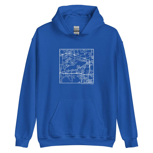 Pewaukee Lake Wisconsin  Map Unisex Hoodie Sweater with City inscription in Royal Blue
