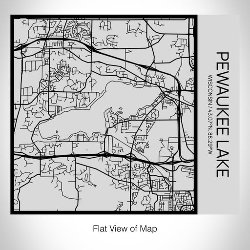 Rendered View of Pewaukee Lake Wisconsin Map on 17oz Stainless Steel Insulated Tumbler in Tactile Lines with Succulent in Background