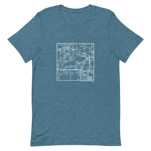 Pewaukee Lake Wisconsin  Map Unisex T-Shirt with City inscription in Heather Teal