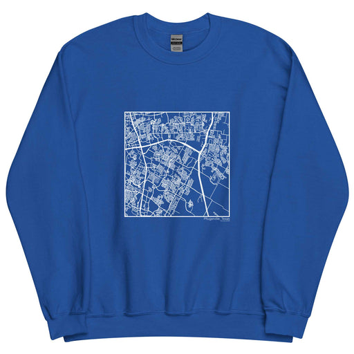Pflugerville Texas  Map Unisex Crewneck Sweater with City inscription in Royal Blue