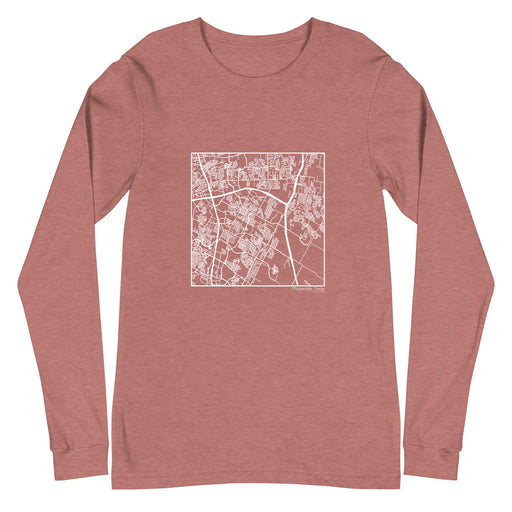 Pflugerville Texas  Map Unisex Long-Sleeve T-shirt with City inscription in Heather Mauve
