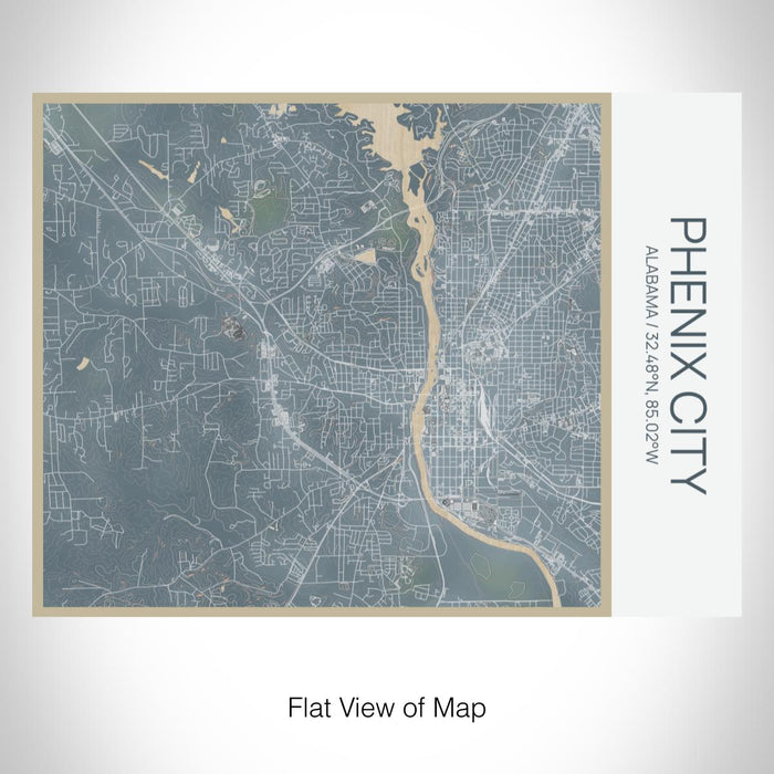 Rendered View of Phenix City Alabama Map on 20oz Stainless Steel Insulated Bottle with Bamboo Top with printed afternoon style map