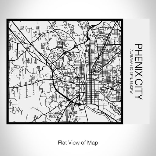 Rendered View of Phenix City Alabama Map on 20oz Stainless Steel Insulated Bottle with Bamboo Top in Matte White with printed Tactile Lines Map in Black