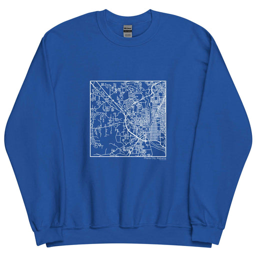 Phenix City Alabama  Map Unisex Crewneck Sweater with City inscription in Royal Blue