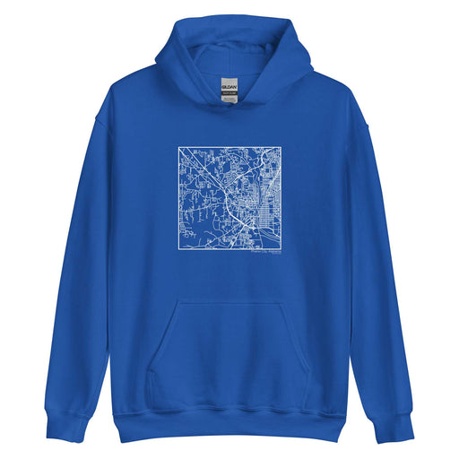 Phenix City Alabama  Map Unisex Hoodie Sweater with City inscription in Royal Blue
