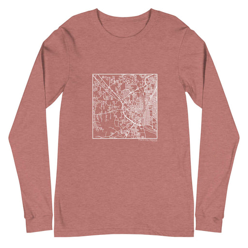 Phenix City Alabama  Map Unisex Long-Sleeve T-shirt with City inscription in Heather Mauve