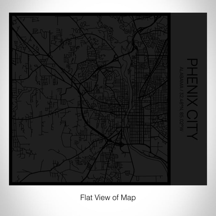 Rendered View of Phenix City Alabama Map on 17oz Stainless Steel Insulated Tumbler in Matte Black with Tactile Lines