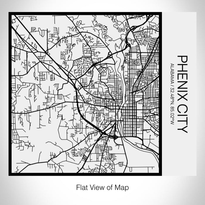 Rendered View of Phenix City Alabama Map on 17oz Stainless Steel Insulated Tumbler in Matte White with Tactile Lines