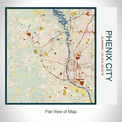 Rendered View of Phenix City Alabama Map on 17oz Stainless Steel Insulated Tumbler in Woodblock Map Style