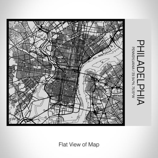 Rendered View of Philadelphia Pennsylvania Map on 20oz Stainless Steel Insulated Bottle with Bamboo Top with printed Tactile Lines Map in Black