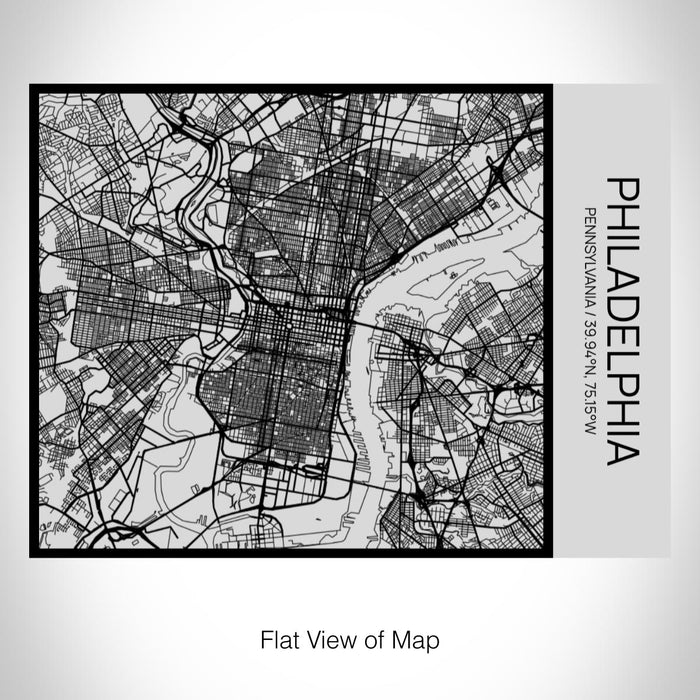 Rendered View of Philadelphia Pennsylvania Map on 20oz Stainless Steel Insulated Bottle with Bamboo Top with printed Tactile Lines Map in Black