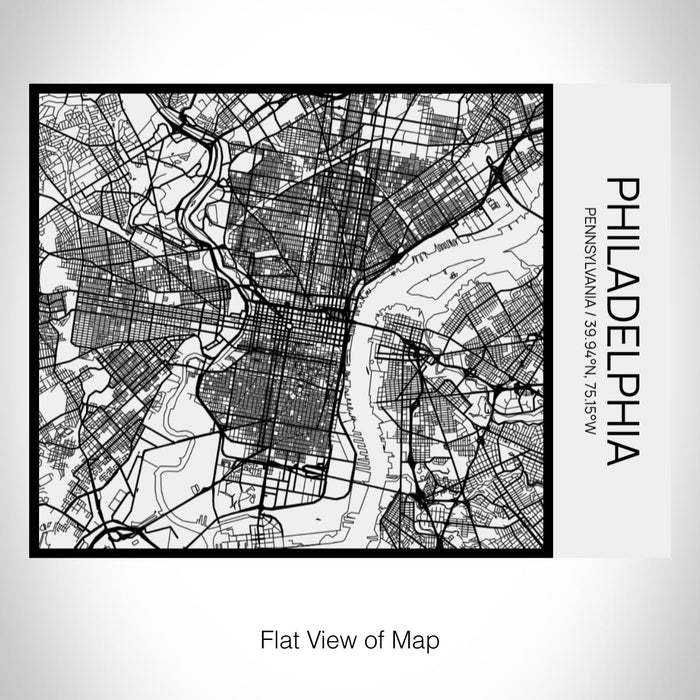 Rendered View of Philadelphia Pennsylvania Map on 20oz Stainless Steel Insulated Bottle with Bamboo Top in Matte White with printed Tactile Lines Map in Black