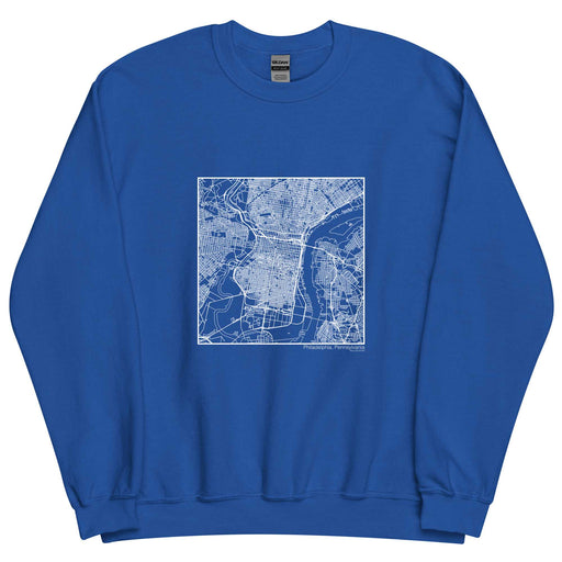 Philadelphia Pennsylvania  Map Unisex Crewneck Sweater with City inscription in Royal Blue