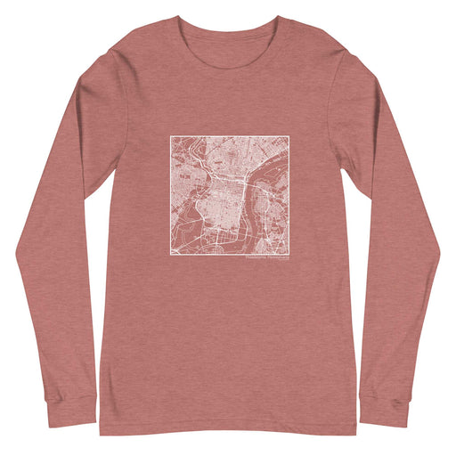 Philadelphia Pennsylvania  Map Unisex Long-Sleeve T-shirt with City inscription in Heather Mauve