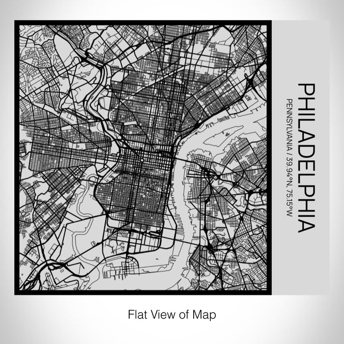 Rendered View of Philadelphia Pennsylvania Map on 17oz Stainless Steel Insulated Tumbler in Tactile Lines with Succulent in Background