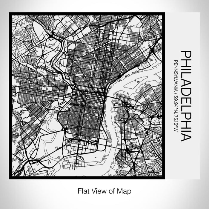 Rendered View of Philadelphia Pennsylvania Map on 17oz Stainless Steel Insulated Tumbler in Matte White with Tactile Lines