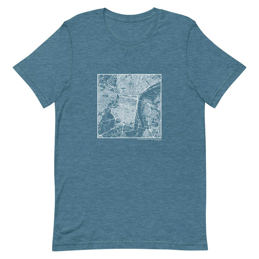 Philadelphia Pennsylvania  Map Unisex T-Shirt with City inscription in Heather Teal
