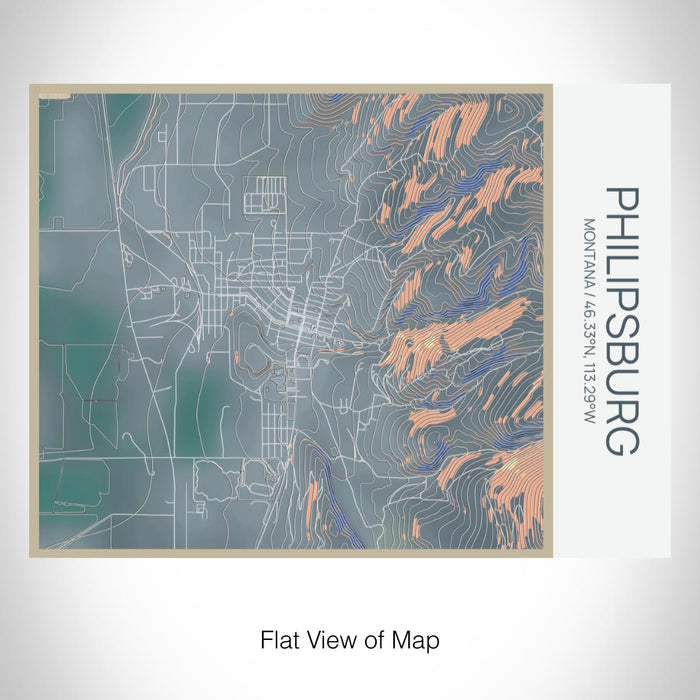 Rendered View of Philipsburg Montana Map on 20oz Stainless Steel Insulated Bottle with Bamboo Top with printed afternoon style map