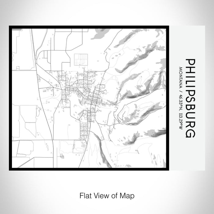 Rendered View of Philipsburg Montana Map on 20oz Stainless Steel Insulated Bottle with Bamboo Top with printed classic style map