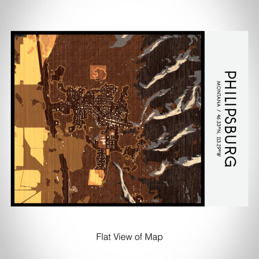 Rendered View of Philipsburg Montana Map on 20oz Stainless Steel Insulated Bottle with Bamboo Top with printed ember style map