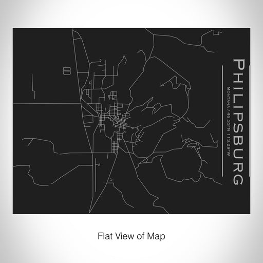 Rendered View of Philipsburg Montana Map on 20oz Stainless Steel Insulated Bottle with Bamboo Top in Black