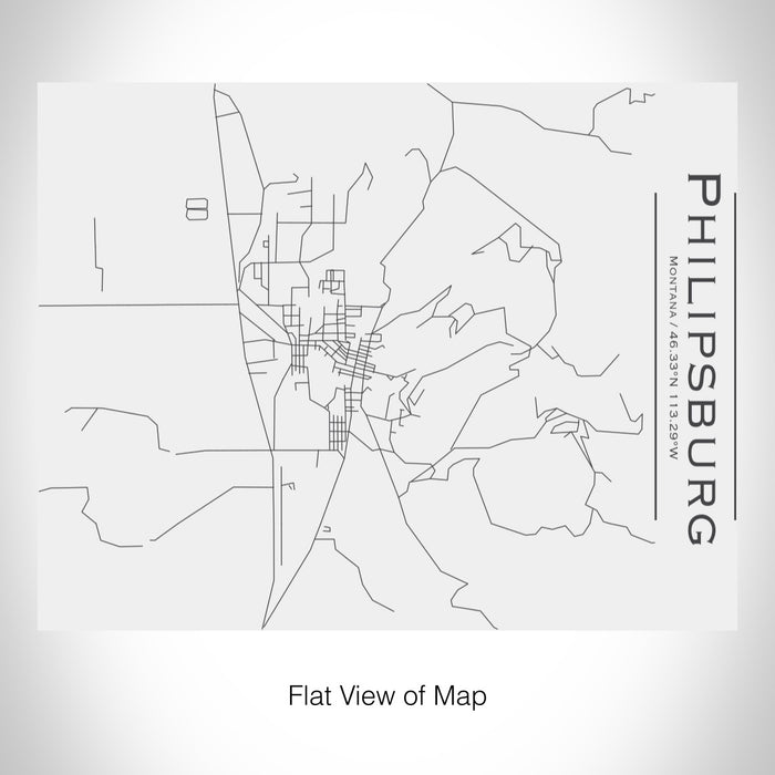 Rendered View of Philipsburg Montana Map on 20oz Stainless Steel Insulated Bottle with Bamboo Top in White