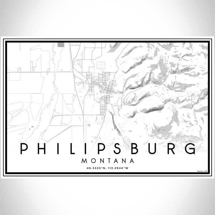 Philipsburg Montana Map Print Landscape Orientation in Classic Style With Shaded Background