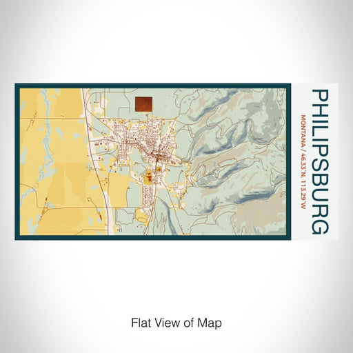 Rendered View of Philipsburg Montana Map on 17oz Stainless Steel Insulated Bottle with printed woodblock style map