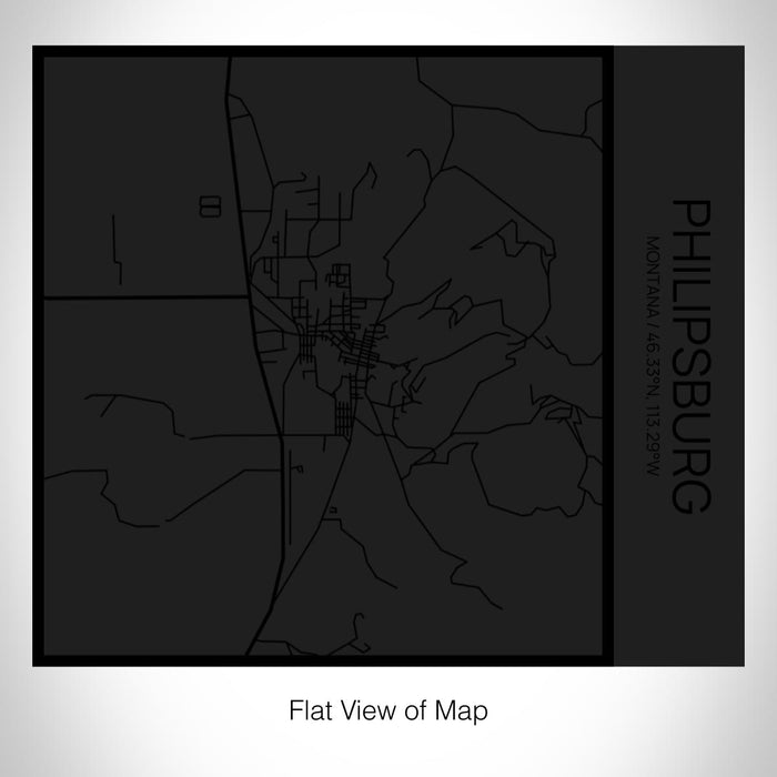 Rendered View of Philipsburg Montana Map on 17oz Stainless Steel Insulated Tumbler in Matte Black with Tactile Lines