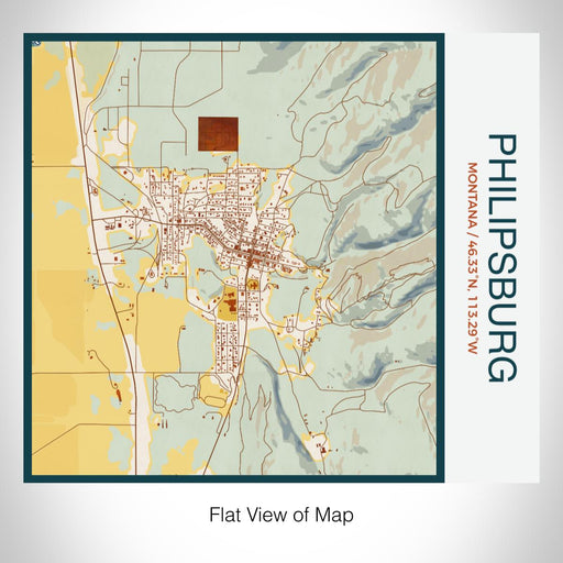 Rendered View of Philipsburg Montana Map on 17oz Stainless Steel Insulated Tumbler in Woodblock Map Style