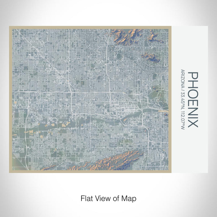 Rendered View of Phoenix Arizona Map on 20oz Stainless Steel Insulated Bottle with Bamboo Top with printed afternoon style map