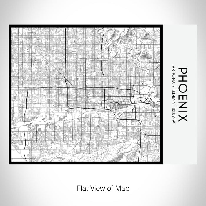 Rendered View of Phoenix Arizona Map on 20oz Stainless Steel Insulated Bottle with Bamboo Top with printed classic style map