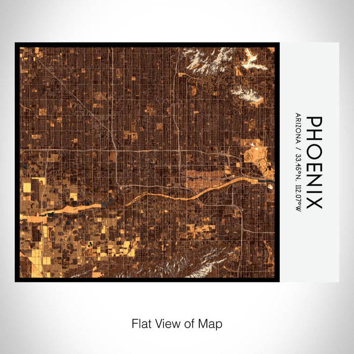 Rendered View of Phoenix Arizona Map on 20oz Stainless Steel Insulated Bottle with Bamboo Top with printed ember style map