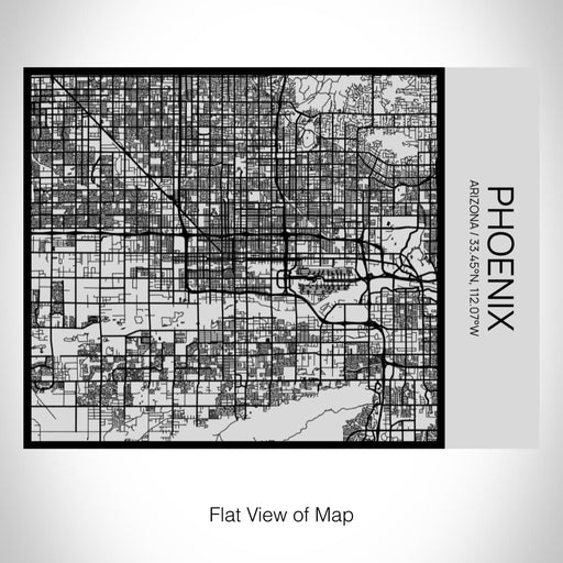 Rendered View of Phoenix Arizona Map on 20oz Stainless Steel Insulated Bottle with Bamboo Top with printed Tactile Lines Map in Black