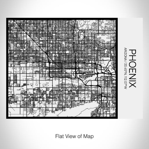 Rendered View of Phoenix Arizona Map on 20oz Stainless Steel Insulated Bottle with Bamboo Top in Matte White with printed Tactile Lines Map in Black